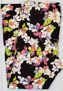LuLaRoe Vine Floral TC2 Leggings Buttery Soft Bright Flowers on Black NWT - Picture 1 of 5