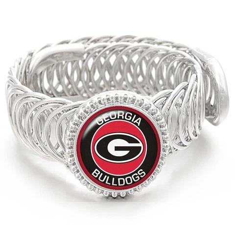 Georgia Bulldogs Mens Silver Adjustable Chain Bracelet Jewelry University D11 Cover