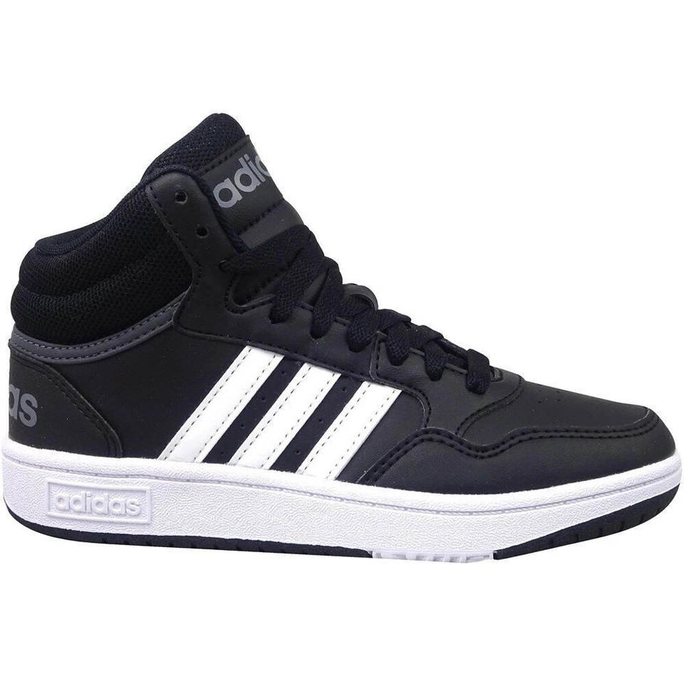 Size 6.5 (GS) - adidas Hoops Mid Black White