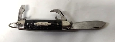 Винтажный карманный нож Imperial Kamp-King Scouts сделано в США Doug коричневый с гравировкой Prov - Изображение 1 из 4