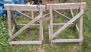 2 X Wooden Trestle Stands. Builders Equipment Construction Woodwork - Picture 1 of 2