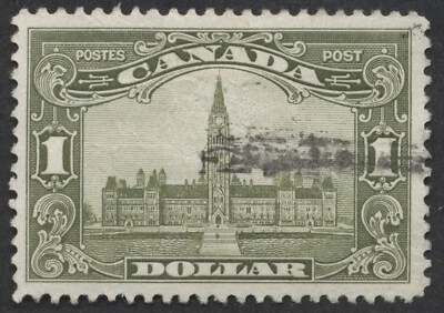 Canada #159 $1 Parliament Scroll Issue Used VF Centered Wrinkles - Image 1 of 2