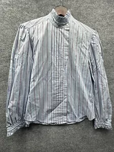 Blusa Foxcroft vintage para mujer talla 14 azul blanca casa de negocios secretaria años 80 - Imagen 1 de 8