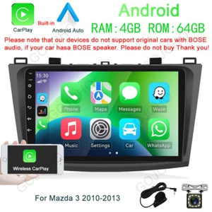 4+64GB Android 13 Car CarPlay Radio Stereo GPS Navigation For Mazda 3 2010-2013 - Picture 1 of 20