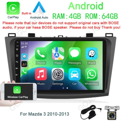 4+64GB Android 13 Car CarPlay Radio Stereo GPS Navigation For Mazda 3 2010-2013 - Image 1 of 4