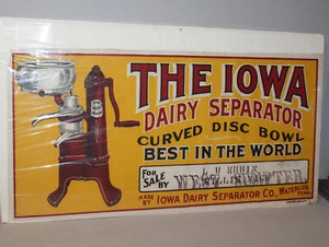 Antique Iowa Dairy Separator Canvas Advertising Banner Sign - Picture 1 of 5
