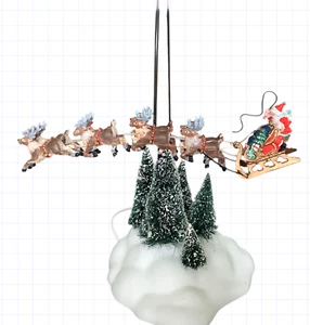 Department 56 Animated Reindeer And Sleigh Up Up & Away Holiday Christmas - Picture 1 of 9