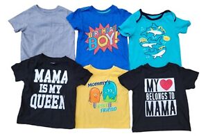 Lot Of 6 Toddler Boys Short Sleeve Shirts Size 18-24mths Graphic Birthday 