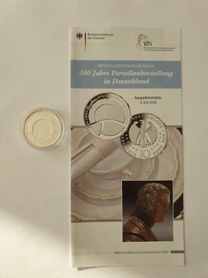 10 Euro Silbermünze Deutschland 2010, Porzellanherstellung, PP OVP Folder - Bild 1 von 4