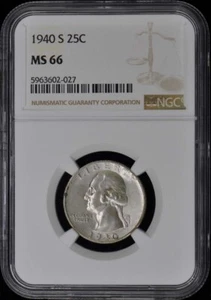 1940-S Washington Quarter 25C NGC MS66 - Picture 1 of 2
