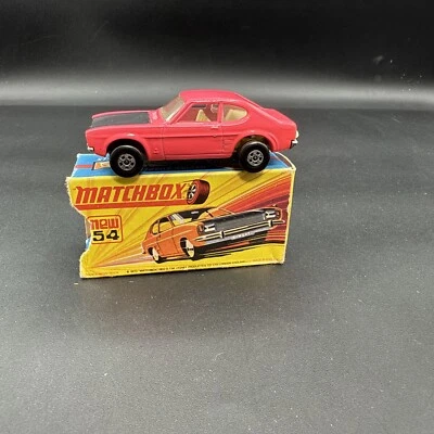 Vintage Lesney Matchbox Superfast #54 PINK FORD CAPRI Original Box MISSING TAB - Image 1 of 4