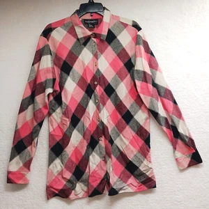 Requirements Womens  Orange Plaid Linen Button Front Shirt Size Large - Picture 1 of 11