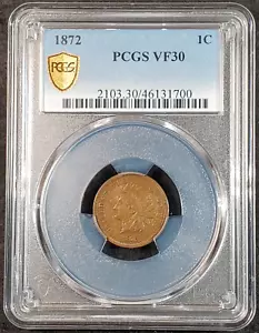 1872 Indian Head Cent PCGS VF30 2103.30/46131700 Exquisite Coin Rare - Picture 1 of 11