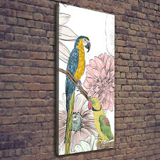 Leinwand-Bild Kunstdruck Hochformat 50x125 Bilder Papageien Blumen
