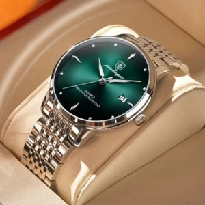 POEDAGAR Luxus Sport Herrenuhr Wasserdicht Leuchtend Edelstahl Datum Armband - Bild 1 von 18