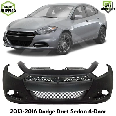 Front Bumper Cover Fascia & Grille Assembly Black Kit For 2013-2016 Dodge Dart Foto 1 de 4
