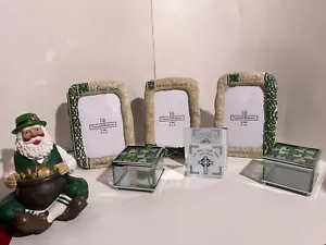 Lots Of 7 St Patrick’s Day Items- 3 Photo Frames-one Hideakey- 2 Boxes-candle - Picture 1 of 16
