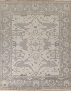 Ivory/ Gray Indian Handmade Oushak Living Room Rug Traditional Area Rug 8'x10' - Picture 1 of 12