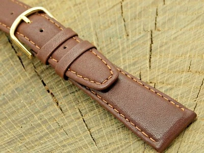  Correa de reloj Hirsch "Brumby" NOS vintage de cuero con hebilla de tono dorado 20 mm sin usar Foto 1 de 4