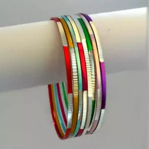 Indian Bangle Set Ø6.5Cm Jewelry Bracelet Bollywood Choorian Bangles Colorful - Picture 1 of 2