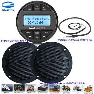 Marine Audio Package w/ Bluetooth Stereo Sound Receiver for ATV UTV RV UV Yacht - Picture 1 of 19