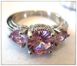 Kunzite gemstone art deco Vintage ring grade fire For Women size 7 - Picture 1 of 12