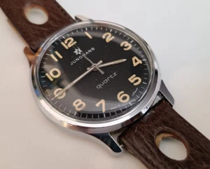 JUNGHANS QUARTZ OVERSIZE 37MM DIAL MILITARY from 80' vintage !!! - Imagen 1 de 6
