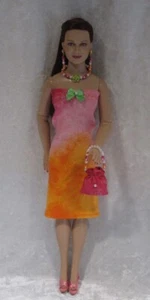 Vestido, cartera, collar y pendientes hechos a mano EMME #59 recién esculpidos - Imagen 1 de 3