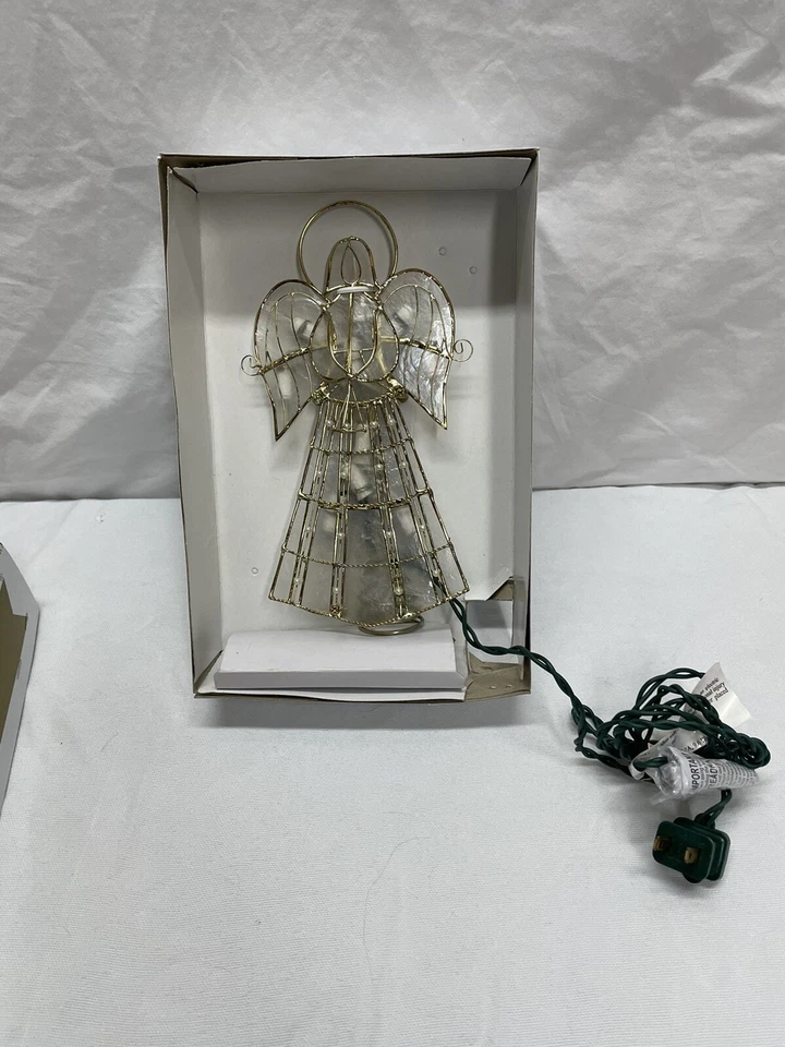 Kurt Adler Iluminado Árbol-Topper Capiz Angel con Enredaderas y Perlas Alambre Iluminado 10”. Foto 1 de 3