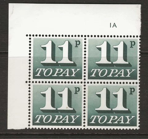 GREAT BRITAIN Plate Blocks...Sc# J87...Mint NH...1975 Cover