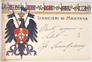 1911 antica cartolina militare 25° Reggimento Lancieri di Mantova -al Gen.Thaon - Imagen 1 de 2
