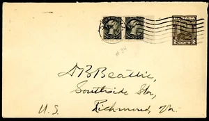 CANADA 34 1/2 cent BLACK PAIR ON COVER TO RICHMOND, VA - Picture 1 of 1