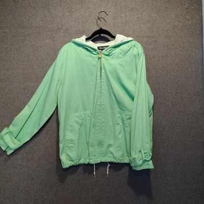 Chaqueta informal Denim & Co con capucha y cremallera para mujer grande verde claro Foto 1 de 4