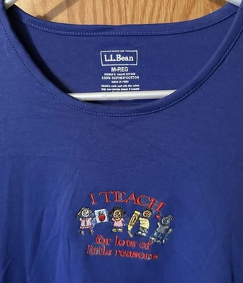 Camiseta LL Bean I Teach For Lots Of Little Reasons Talla M Mujer Profesora Top Foto 1 de 4