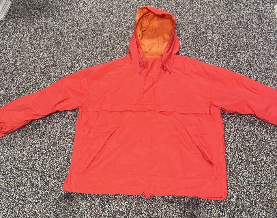 Vintage GAP Pullover Jacket Mens Medium Orange Nylon Hooded Windbreaker 90s - Image 1 of 4