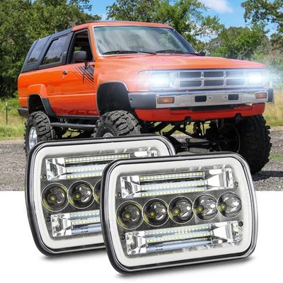 Par de faros LED 7x6" 5x7" haz alto/bajo halo DRL para Toyota 4Runner 1984-2014 Foto 1 de 4
