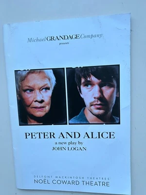 PETER AND ALICE theatre PROGRAMME JUDY DENCH BEN WISHAW  - Image 1 of 4