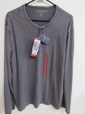 NWT Lucky Brand Henley Long Sleeve Jet Black Shirt XL 7MP6165 - Image 1 of 4