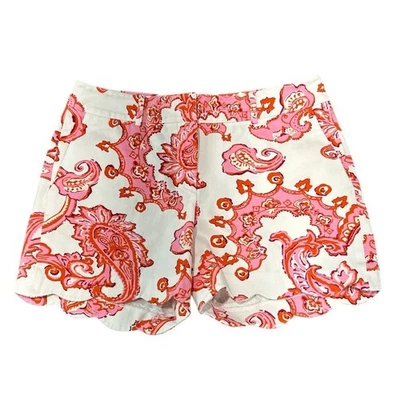 Pantalones Cortos Festoneados Para Mujer J. McLaughlin Estampado Rosa y Blanco Talla 6 Foto 1 de 4