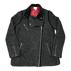 Volcom Womens Space Case Wool Coat Jacket Size M Asymmetrical Full Zip Pea Moto - Picture 1 of 15
