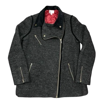 Volcom Womens Space Case Wool Coat Jacket Size M Asymmetrical Full Zip Pea Moto - Image 1 of 4