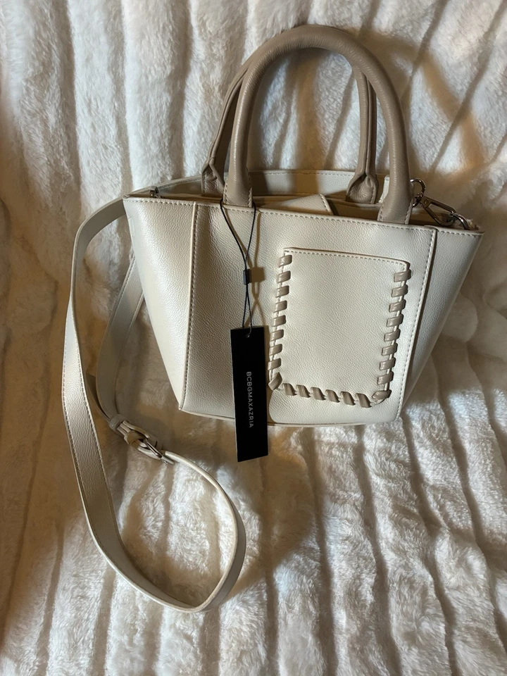 BCBG Max Azria Two Tone Tote Bag Beige Optional Crossbody, NWT MSRP $98 - Image 1 of 4