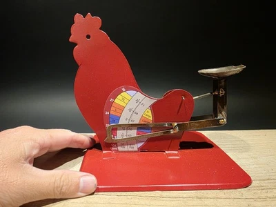 6 1/5" Antique Vintage Style Red Metal Country Egg Scale - Image 1 of 4