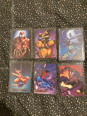 New SPIDER-MAN 96 PREMIUM COMPLETE 6 CARD CANVAS  CHASE CARD SET  1996  - Image 1 of 4