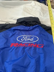 Chaqueta cortavientos vintage CFS NASCAR Ford Racing azul forrada de vellón para hombre XL - Imagen 1 de 9