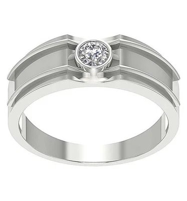 Conjunto de bisel anillo de regalo para hombre en platino 950 0,50 quilates redondo cultivado en laboratorio/diamante CVD Foto 1 de 4