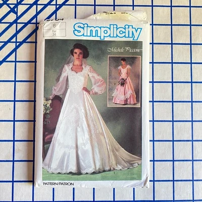 Womens Uncut 1980s Wedding Dress Bridesmaid Pattern Size 6 Simplicity 6764 - Image 1 of 4