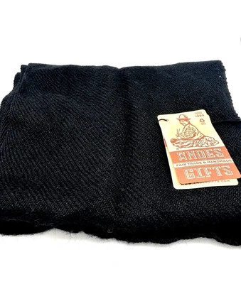 "Bufanda Andes Gifts 100 % lana de alpaca tejido suave negra 71"" X 9,5""" Foto 1 de 4