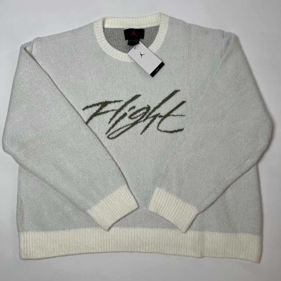 Jordan Flight Heritage Knit Crewneck Sweater White FD7389-133 Men’s Size L