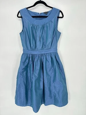 Vestido Vintage Maria Bianca Nero Tafetán Seda Azul Iridiscente Ajuste y Acampanado Fiesta Foto 1 de 4